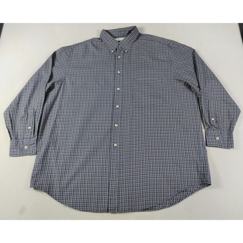 Turnbury Shirt Mens XL Blue Check Long Sleeve Button Down Cotton Casual Classic